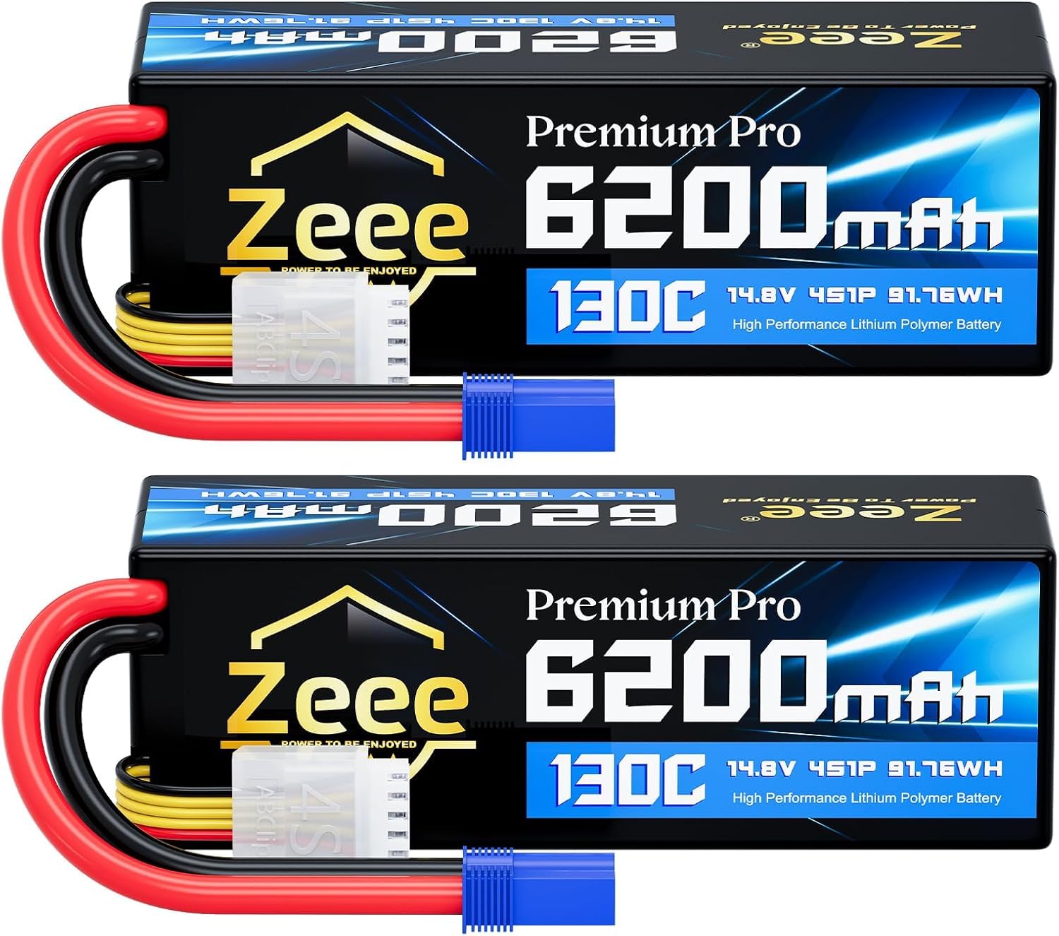 Zeee 4S Lipo 6200mAh 14,8V 130C Premium Pro RC-Akku mit EC5 Stecker(2 STK)