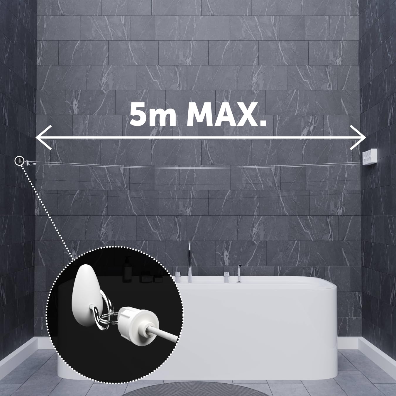 Cuncial TZ-S-2 | Tendedero Automático de Pared 2 Cuerdas | hasta 10 m de Tendido | Extensible 5 m por Cuerda | Blocaje Individual | Interior y Exterior | Compacto y Resistente | Fabricado en España