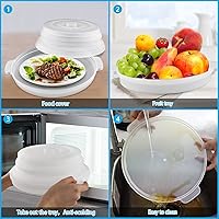 Vista 6 de Juego de 2 cubiertas para salpicaduras de microondas con bandeja de platos, cubierta de microondas para alimentos sin BPA, tapa de 10.6 pulgadas