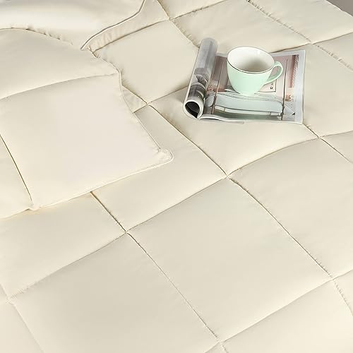 Miniatura 6 de Superior Edredón sólido de microfibra cepillada, ropa de cama alternativa al plumón, reversible, peso medio, esponjoso, decorativo, relleno de