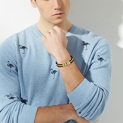 Miniatura 6 de Pulseras de cuero personalizadas para hombre con 1-6 nombres pulsera trenzada personalizada con cuentas para papá marido día del padre San Valentín