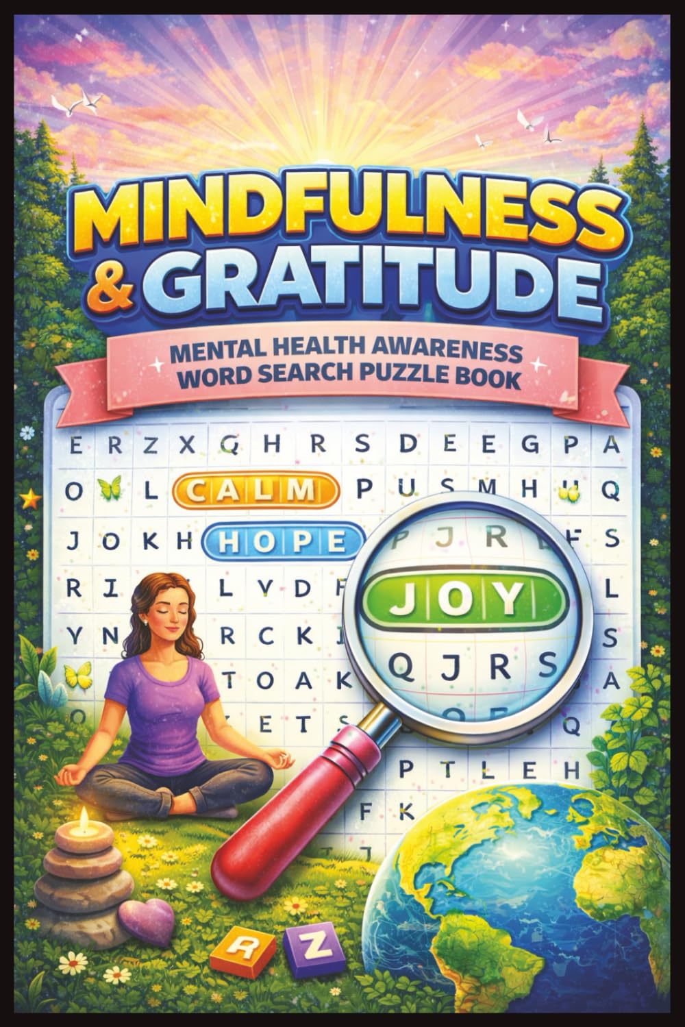 Mindfulness and Gratitude: Mental Health Awareness Word Search Puzzle Book: Calming Word Search Puzzles for Mental Health Wellness, Gratitude Practice & Self-Care Focus