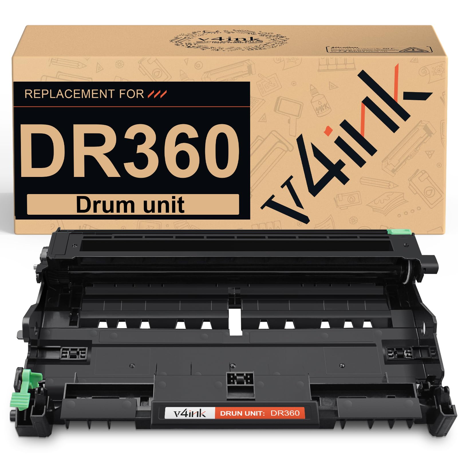 v4ink Compatible Drum Replacement for Brother DR360 (1-Pack) Work with DCP7030 DCP7040 DCP7045 HL2120 HL2140 HL2150 HL2170 MFC7320 MFC7340 MFC7345