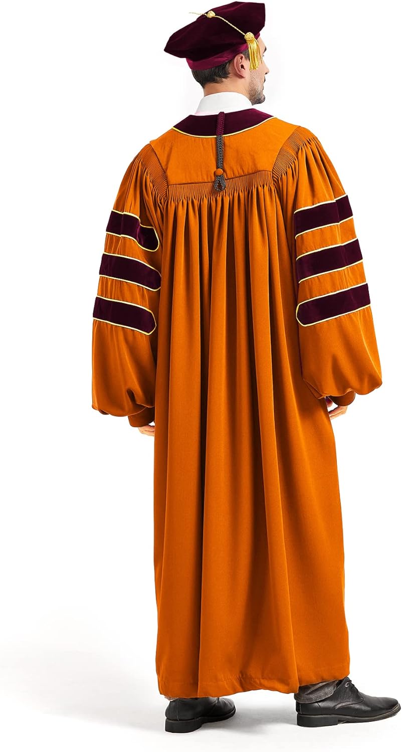 GRADWYSE Premium Doctoral Tam Gown for Faculty Professor Doctoral Graduates Unisex