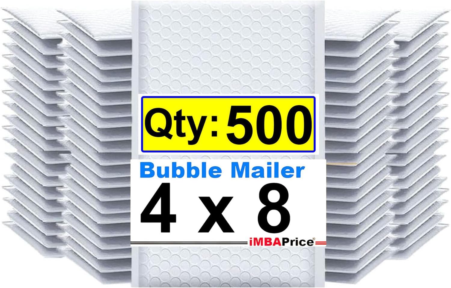4x8 Inches White Color Polybubble Bag, 500-Pack Small Size #000 Self Seal Poly Bubble Mailers Padded Packing Envelopes (Total 500 Bags)