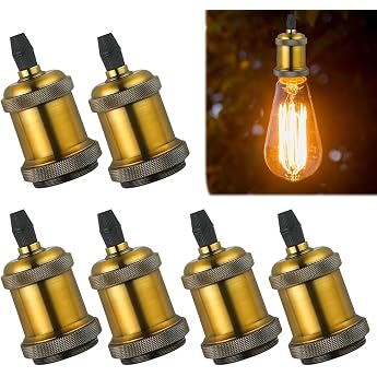 E27 Vintage Lamp Holder Light Bulbs Socket 6 Pieces Vintage Edison Lamp Holder High-Quality Aluminium Lamp Holder Pendant Light Adapter for Ceiling Lights & DIY Wall Light
