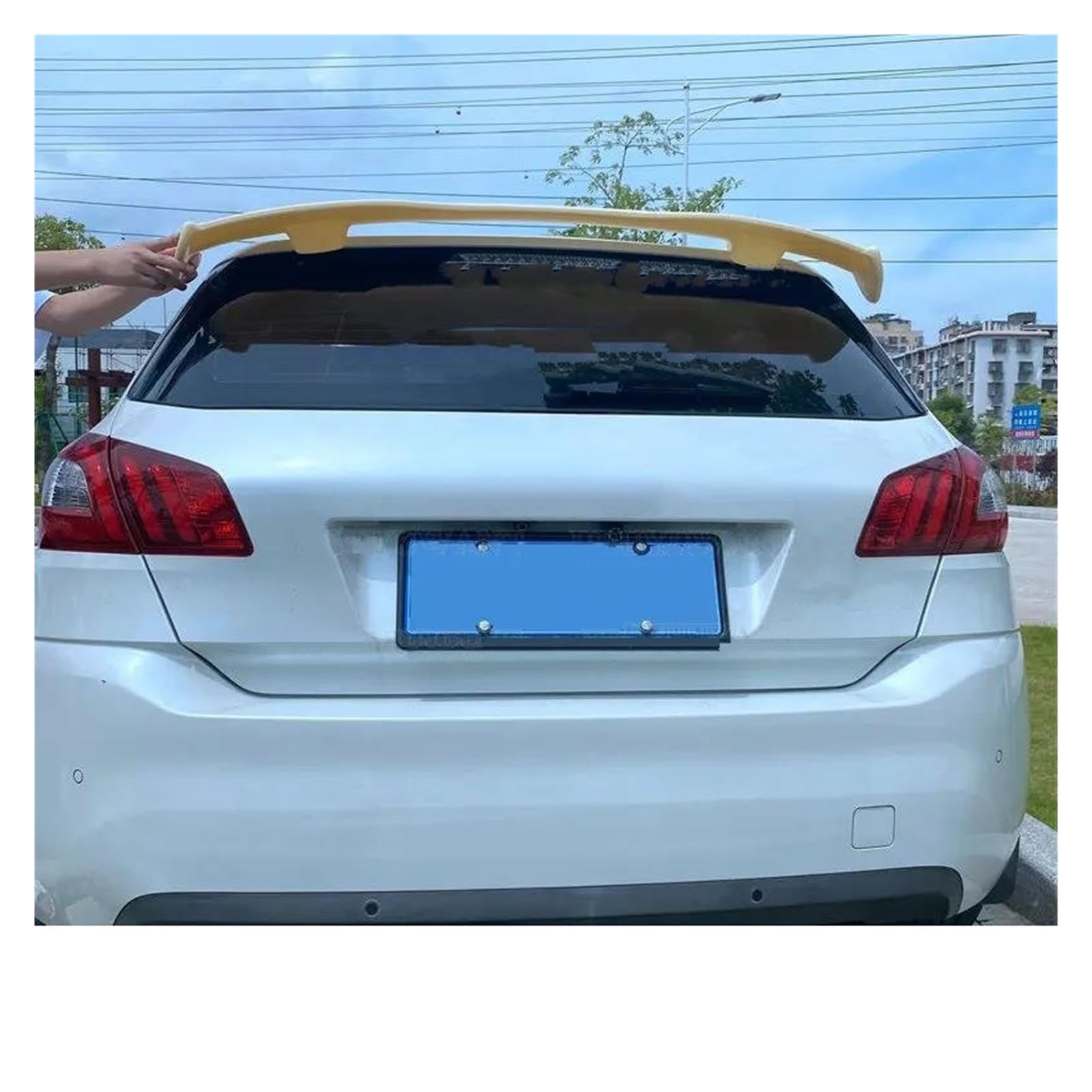 Spoiler Posteriore In ABS Per Peugeot 308 2014-2018 - Look Carbonio, Nero Lucido, Kit Carrozzeria