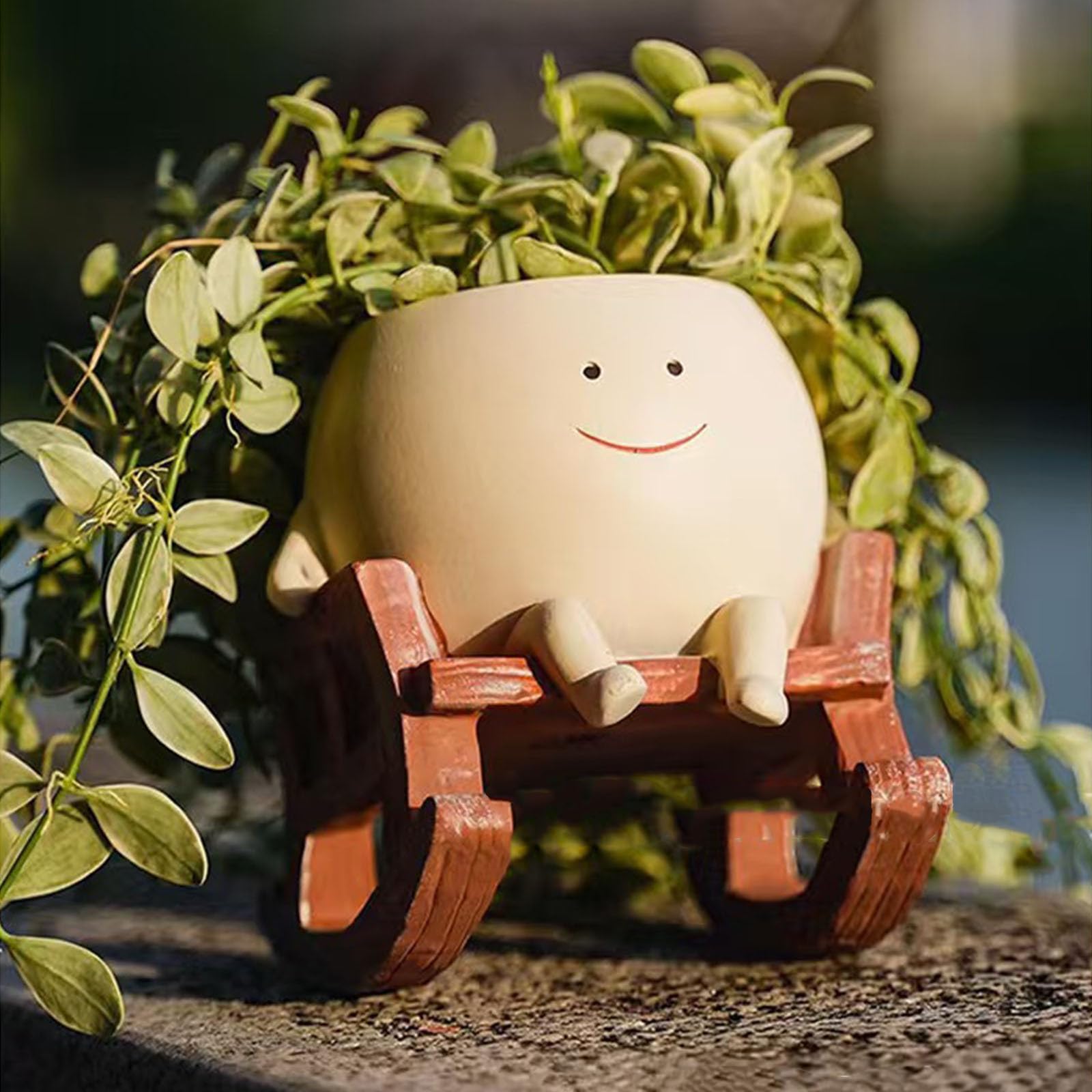 Snapklik.com : OLINLIFE Smily Face Planter Pot, Cute Rocking Chair ...