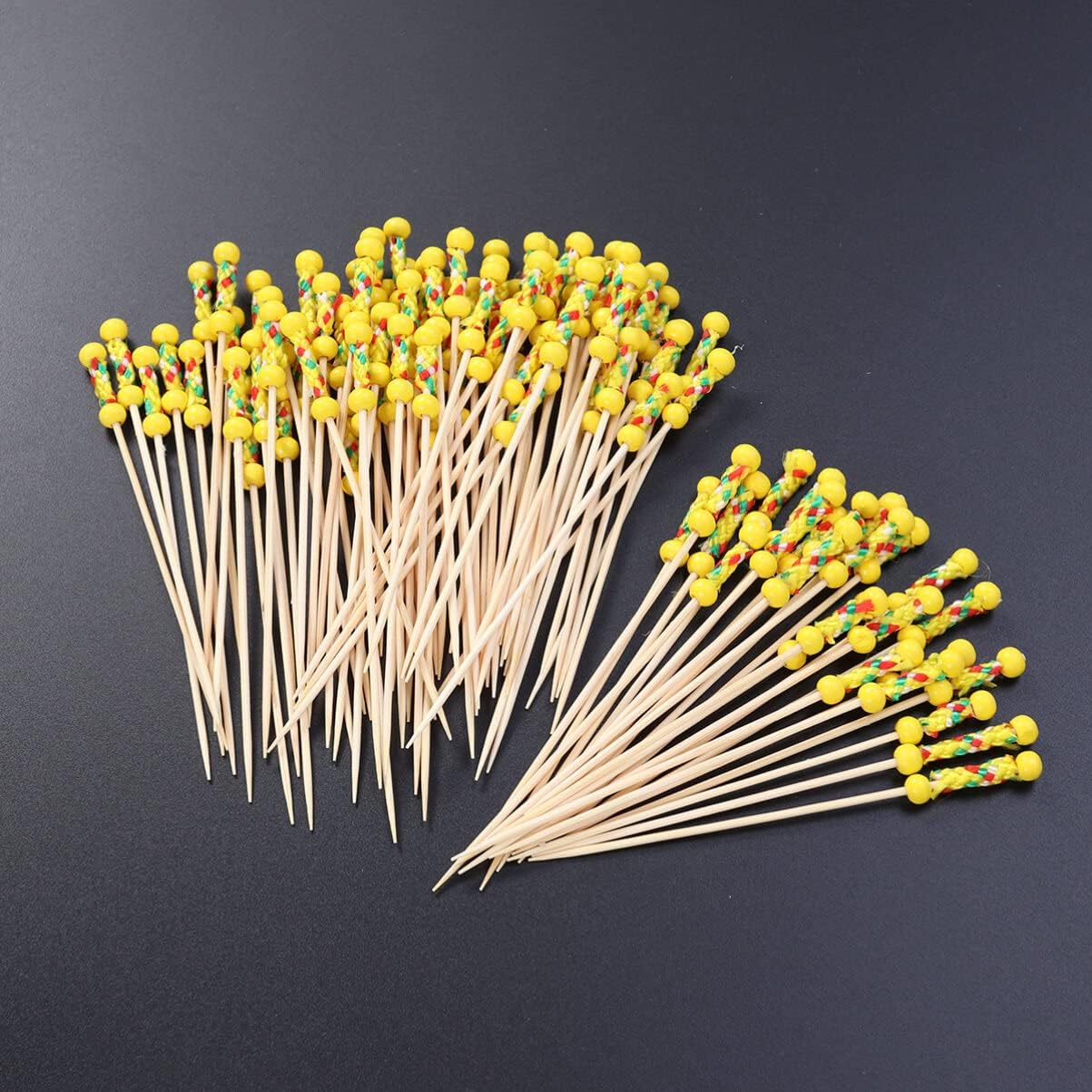 Toddmomy 100Pcs Cocktail Picks Food Sticks Disposable Fruit Appetizer Drink Skewers with Double Beads for Party Supplies