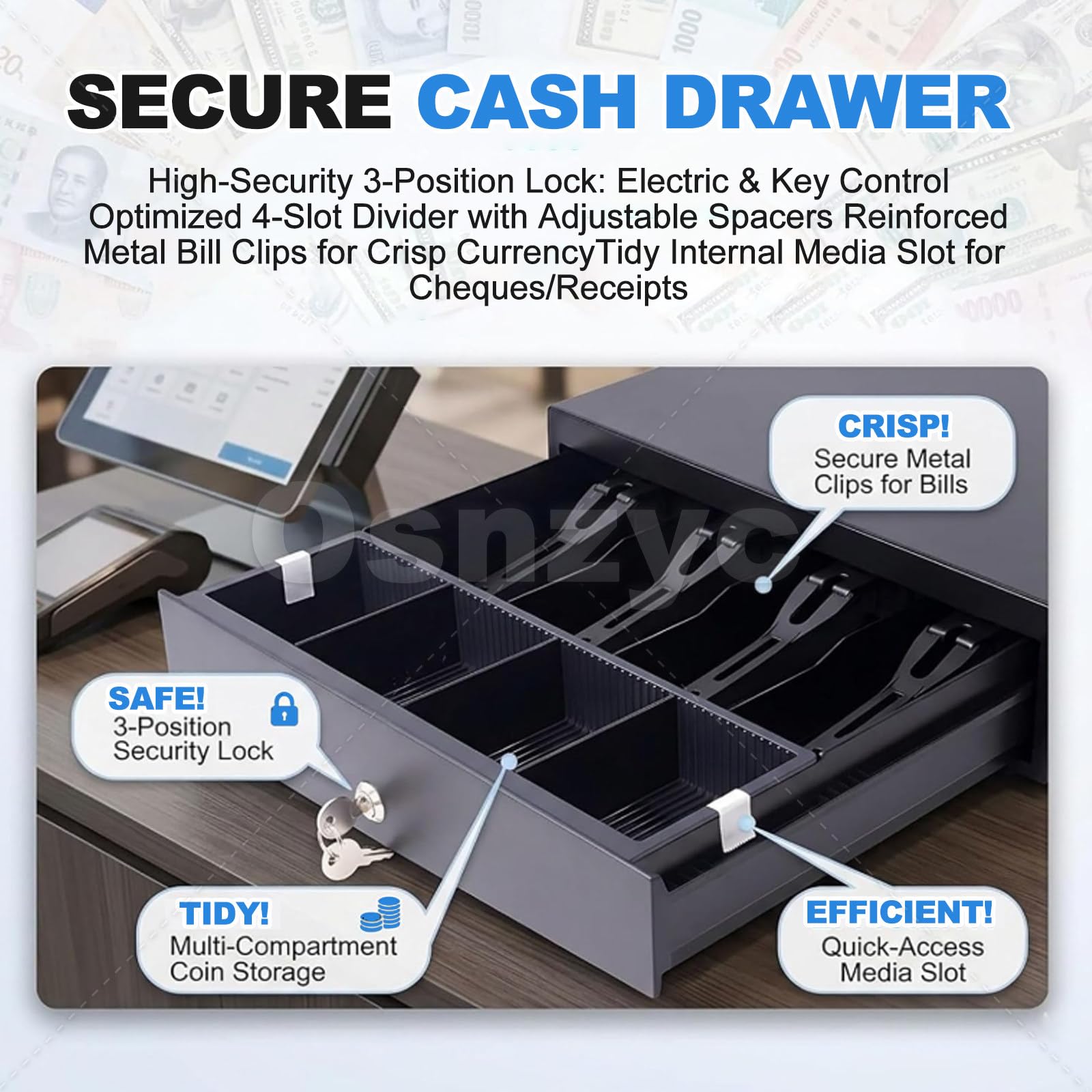 Pos-Kasse Mit Kassenschublade Für Kleine Unternehmen Blue-4+64GB