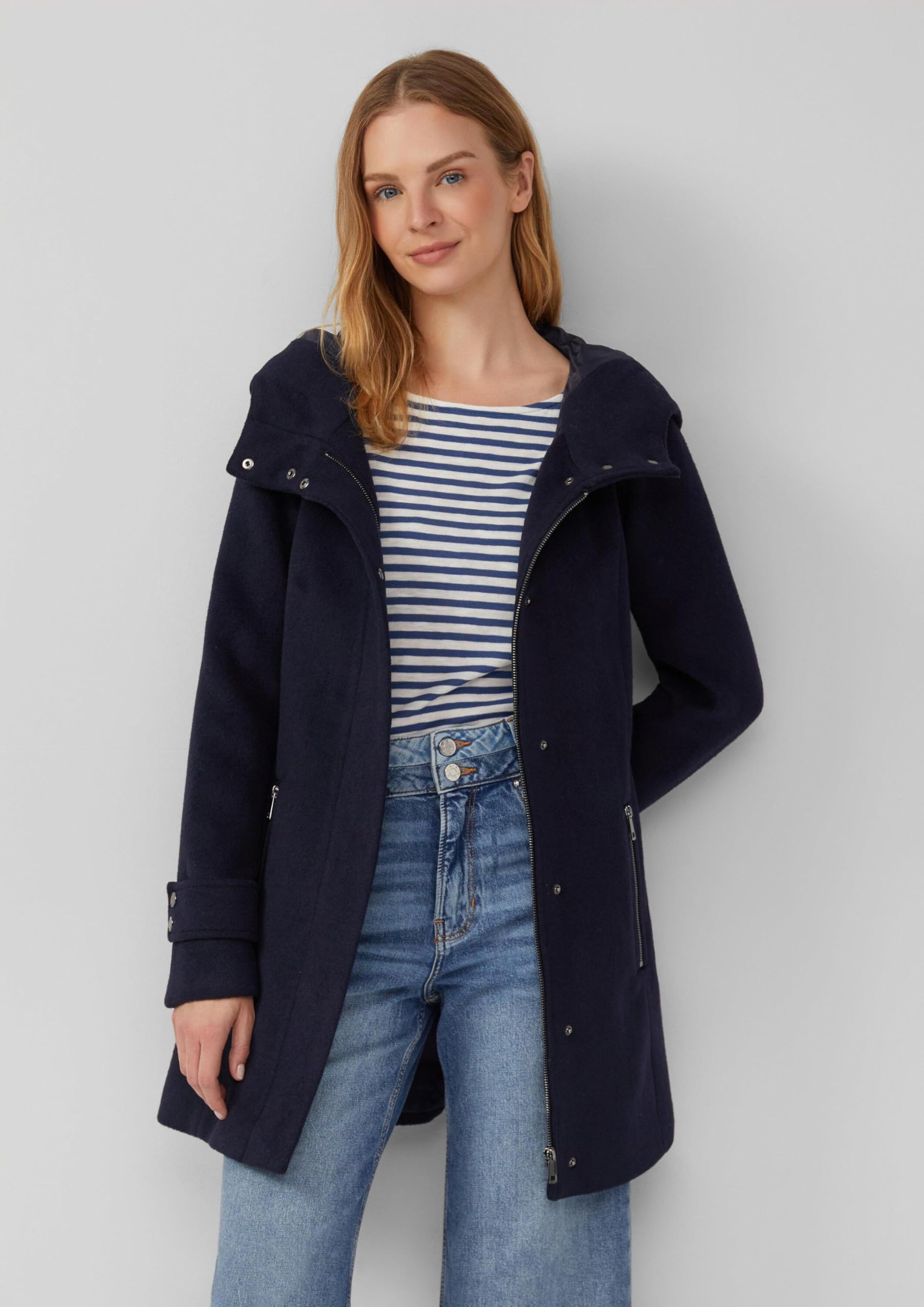s.Oliver Wollmix-Mantel im Slim Fit mit Gürtel