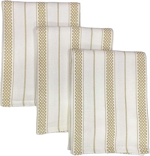Miniatura 5 de Juego de 3 toallas de cocina de algodón con cadena a rayas, 100% algodón hilado en anillo, multiusos, súper suaves, absorbentes, paños de cocina,