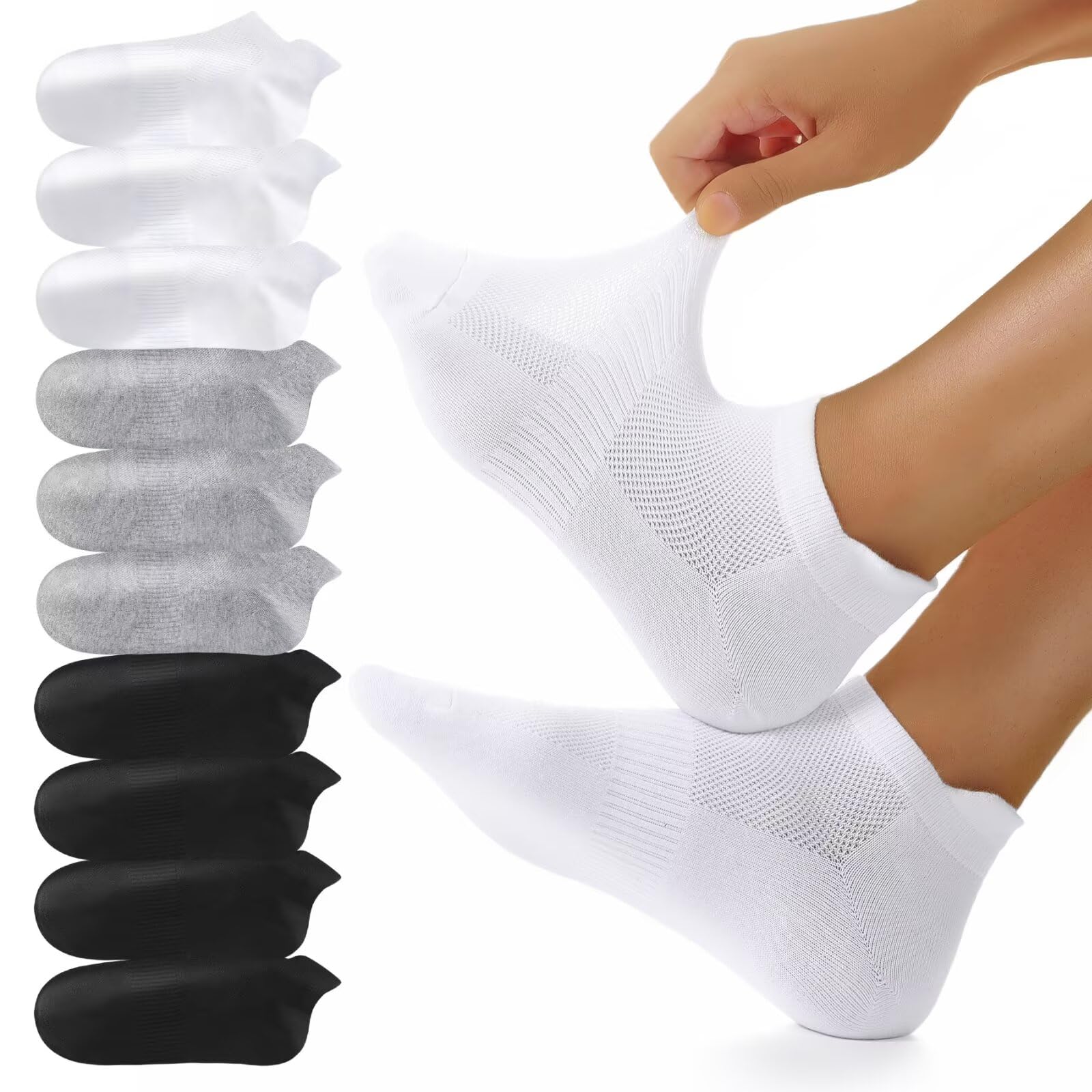 YouShow 10 Paar Sneaker Socken Herren Damen, Atmungsaktive Baumwolle Socken, Kurz Sportsocken Laufsocken