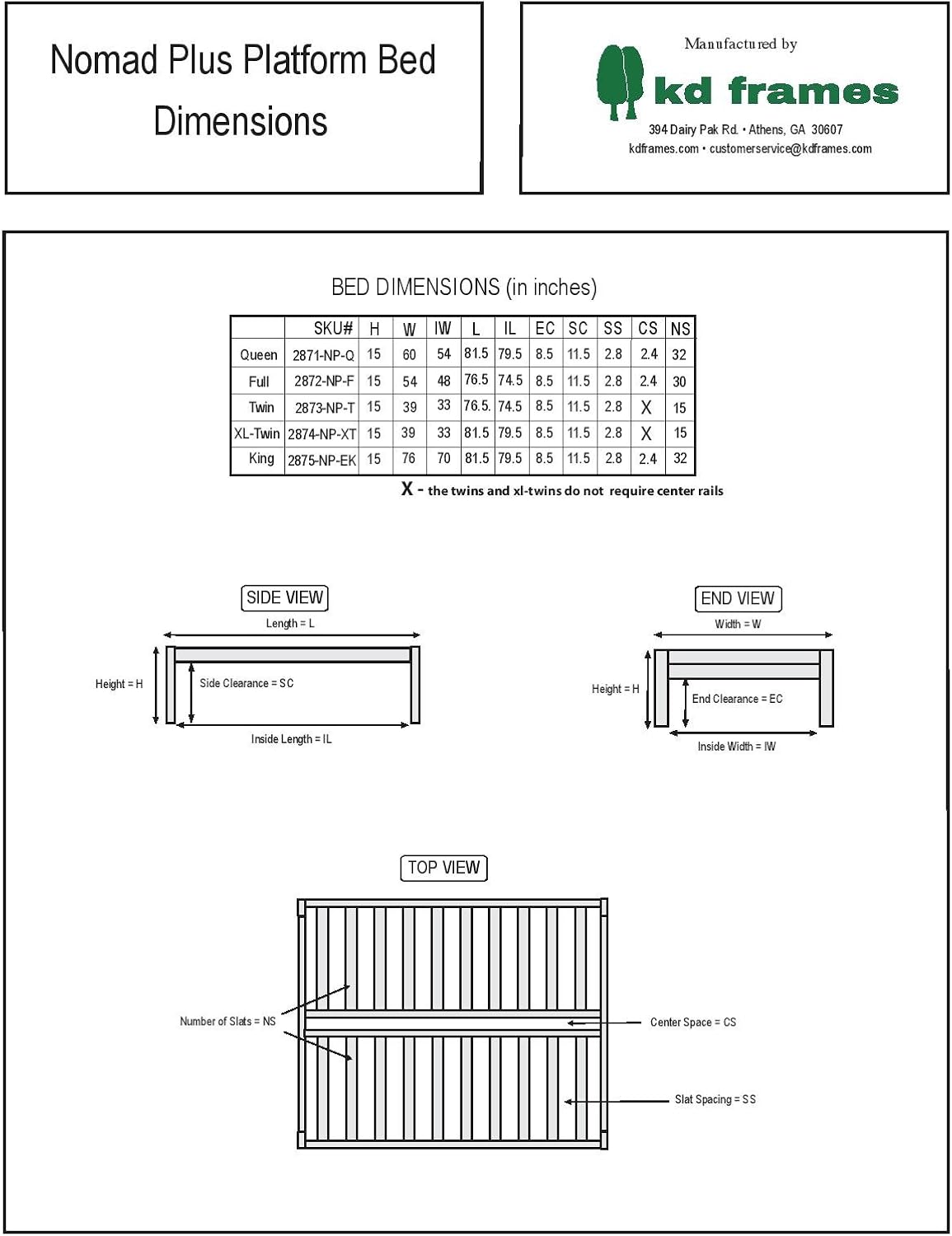 KD Frames Nomad Platform Bed - Queen Bed Frame - Unfinished Wood Bed Frame - Minimalist Swedish Design - Natural Wood Bed - Easy Assembly, No Box Spring Needed - Solid Wood Queen Platform Bed