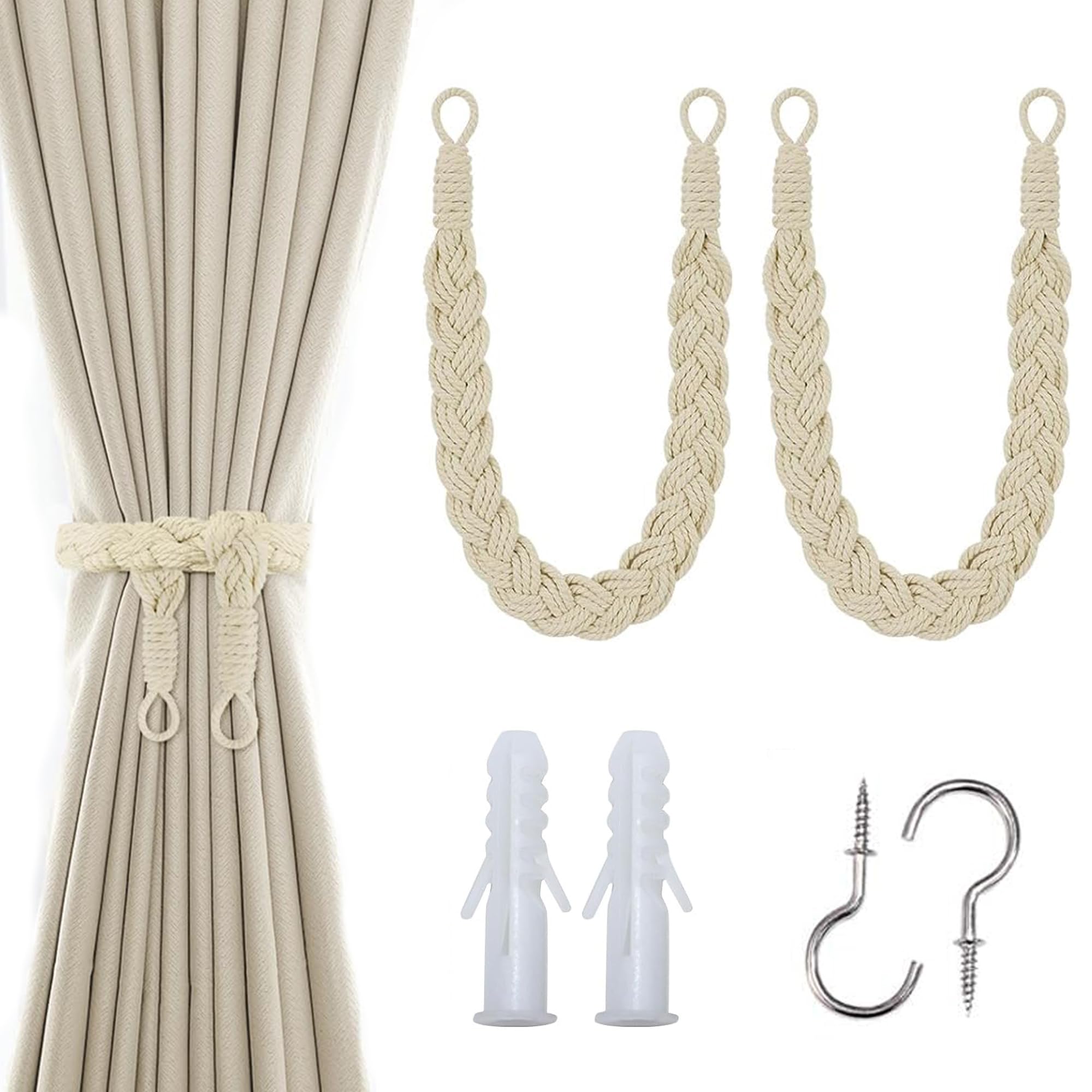 Fermatenda Per Tende Lavorato A Maglia - 2 Pezzi, In Cotone, Stile Country - Foto 10