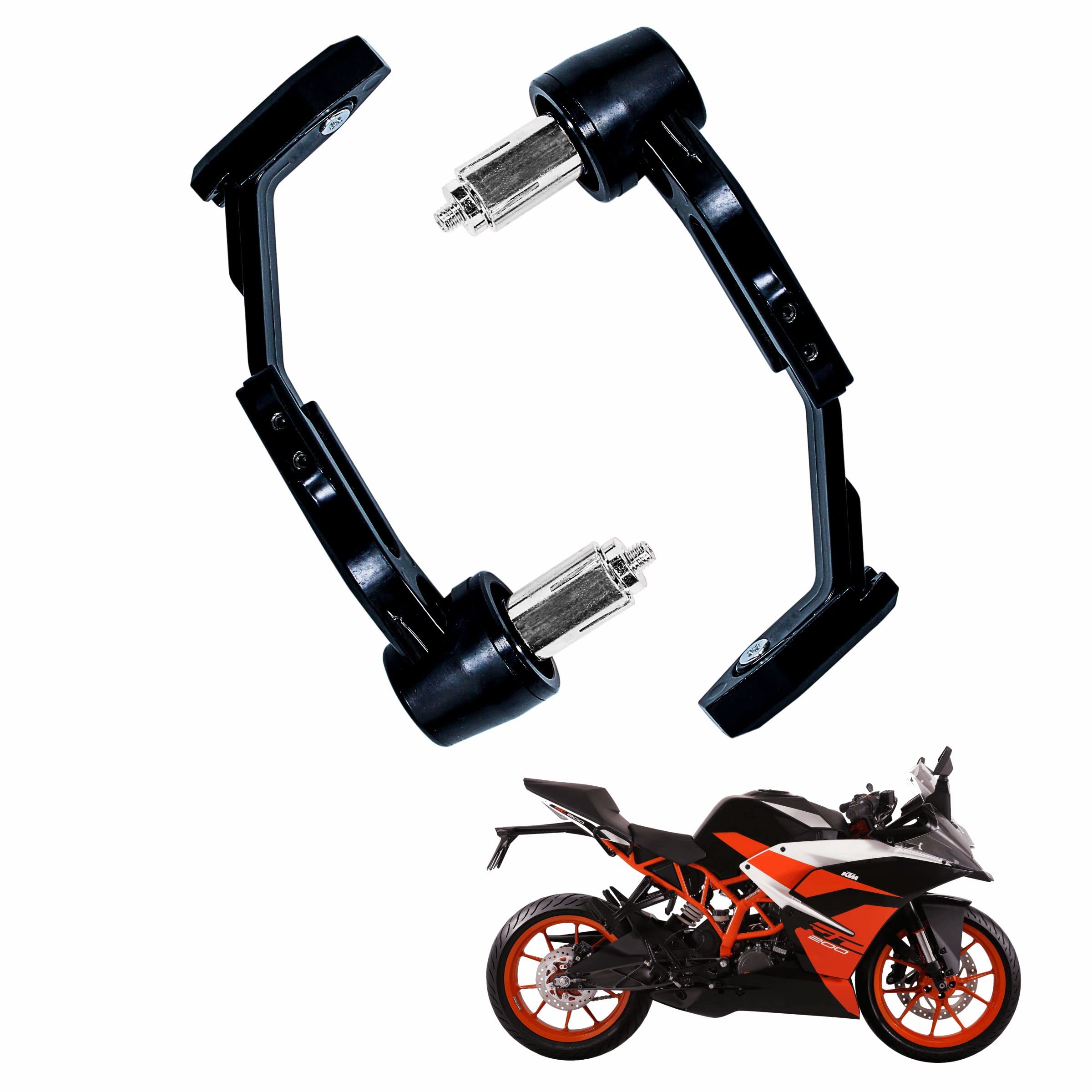 Asryd Motorcycle Brake Clutch Lever Guard Handlebar Protectors 7/8” 22MM CNC Alloy with Adjustable Angle Length (Black) For KTM RC 200 (Pack of 2)-image-30