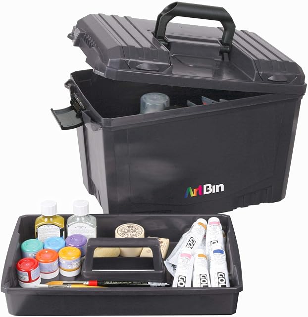 ArtBin 6917AB Sidekick XL Carrying Case, Portable Art & Craft Organizer with Handle, [1] Plastic Storage Case, Black