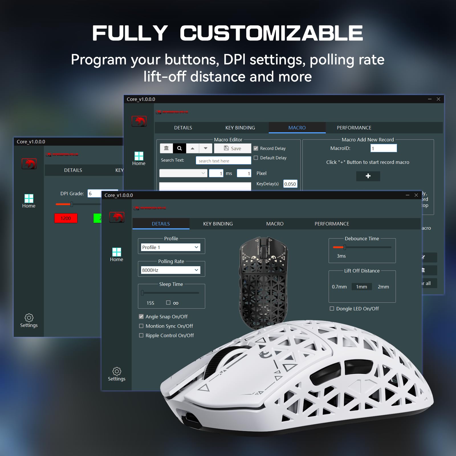 MAMBASNAKE M5 Ultra Carbon Fiber Mysz Bezprzewodowa do Gier 8000Hz z Rozdzielczością do 42000 DPI, Czujnikiem PAW3950MAX, 39g Ultralekka, Układ Nordic 52840, 2,4GHz/BT/Wired, do PC/Xbox/PS/Mac - Biała