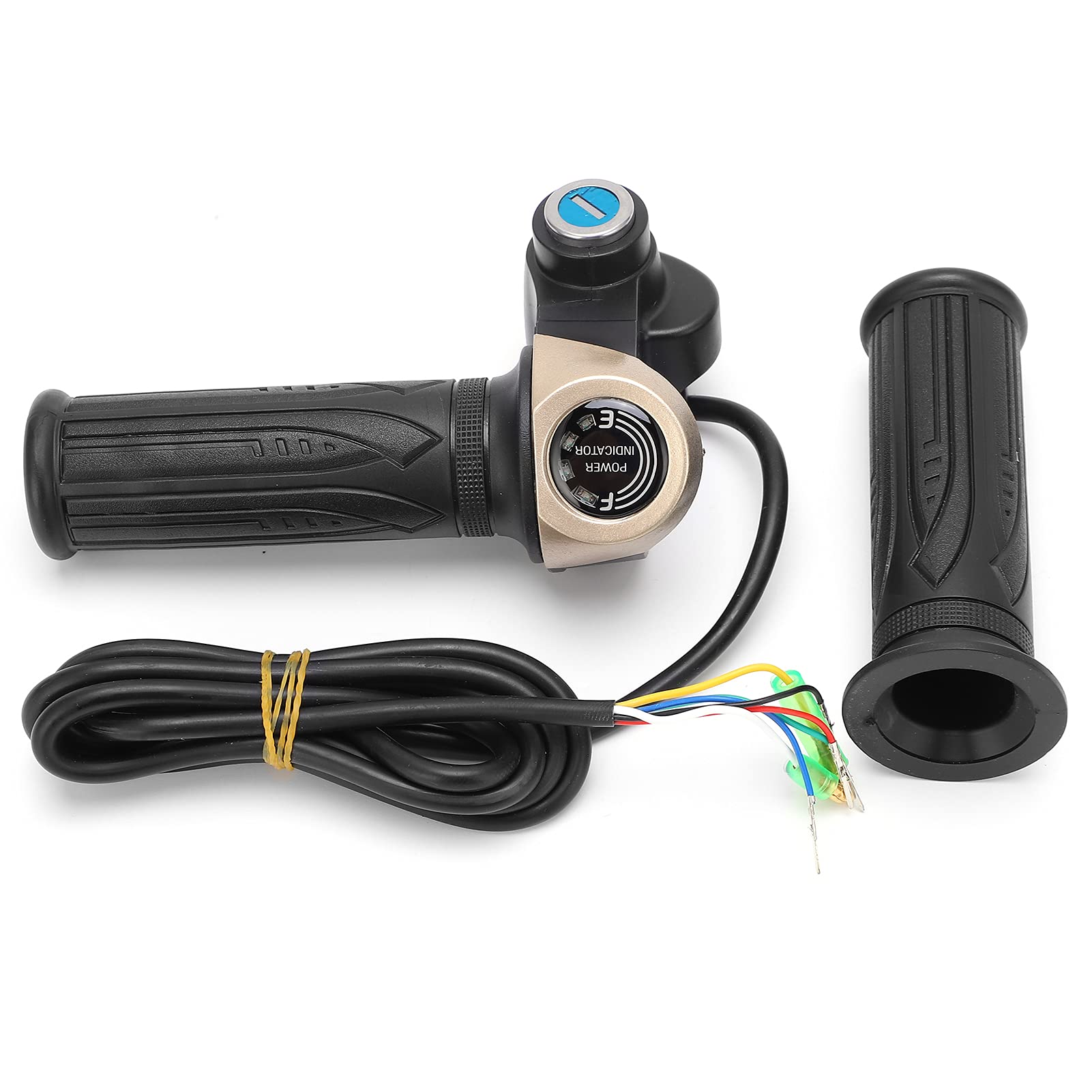 Tissting Poignée d'Accélérateur Vélo Électrique 24V avec Affichage LED Étanche,Manette de Vitesse pour Scooter Électrique avec Écran LCD et Design Ergonomique Diamètre 22mm/0.9in