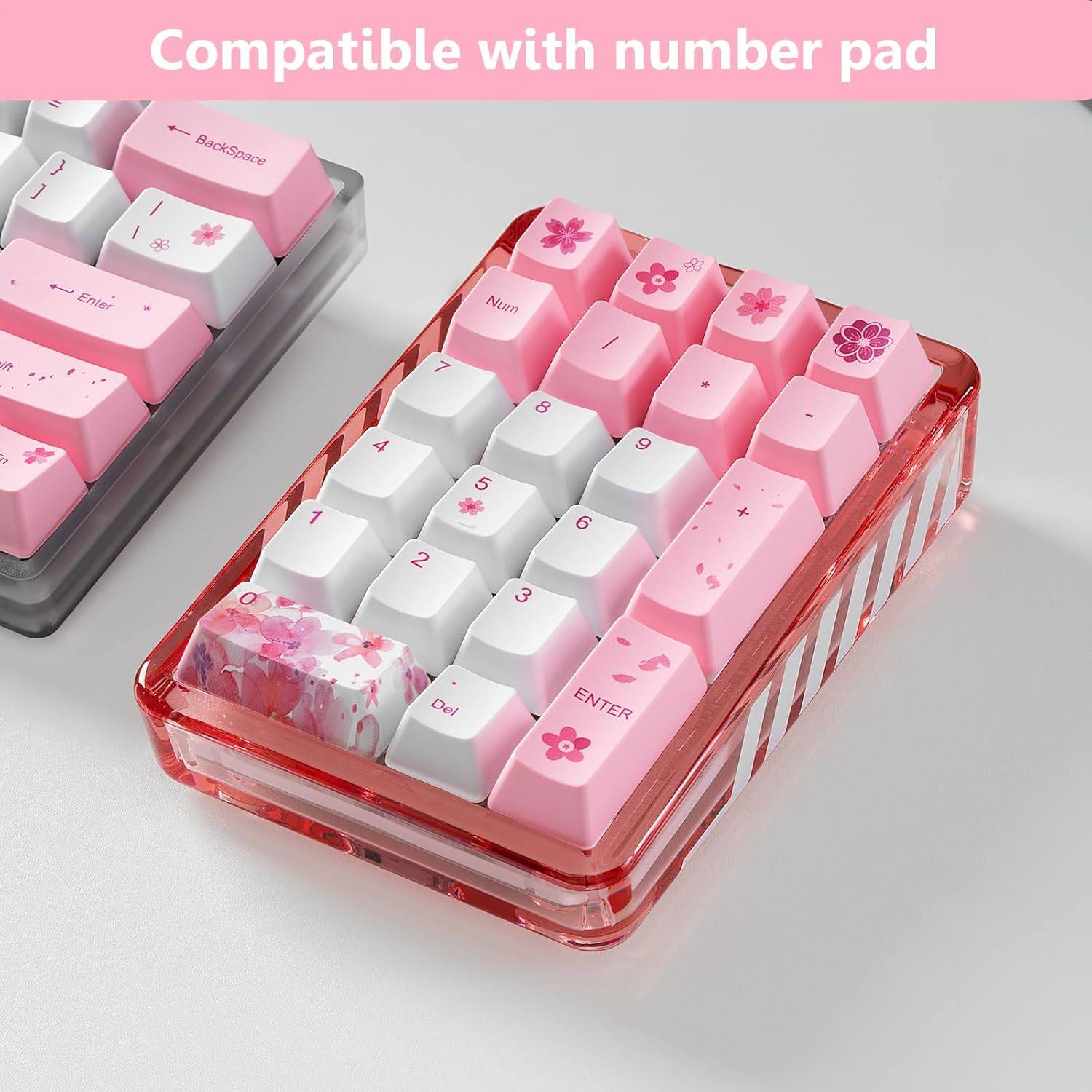 (Only Keycaps) Sakura 60% PBT Keycaps Set OEM for MX Switches Mechanical Keyboard ANSI Layout Compatible with GH60 RK61/ALT61/Annie/poker GK61 GK64 (Korean)