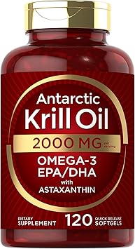 Carlyle Antarctic Krill Oil 2000 mg 120 Softgels | Omega-3 EPA, DHA, with Astaxanthin Supplement Sourced from Red Krill | Maximum Strength | Laboratory Tested