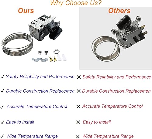 Miniatura 3 de 800393 Kit de control de temperatura para refrigerador, compatible con piezas de refrigeradores verdaderos, termostato de congelador, termostato de