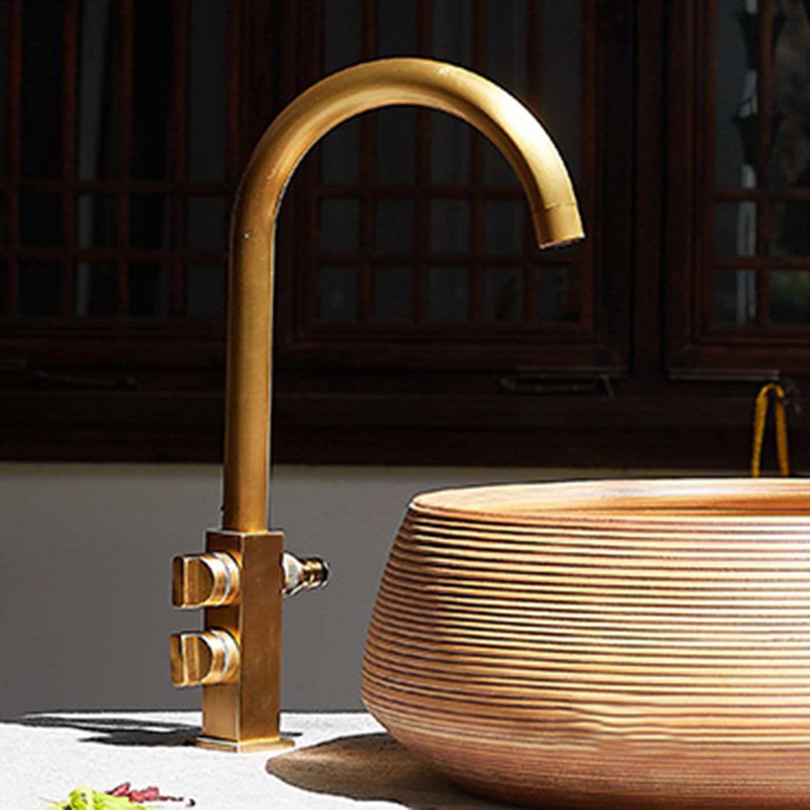 Grifo Fregadero Exterior Solo Agua Fria Grifo Lavadora Doble Salida 1/2 Grifos De Lavabo Solo Orificio,Antigüedad