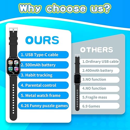 Miniatura 7 de Reloj inteligente para niños con 26 juegos de rompecabezas cámara táctil HD reproductor de música seguimiento de hábitos podómetro alarma linterna