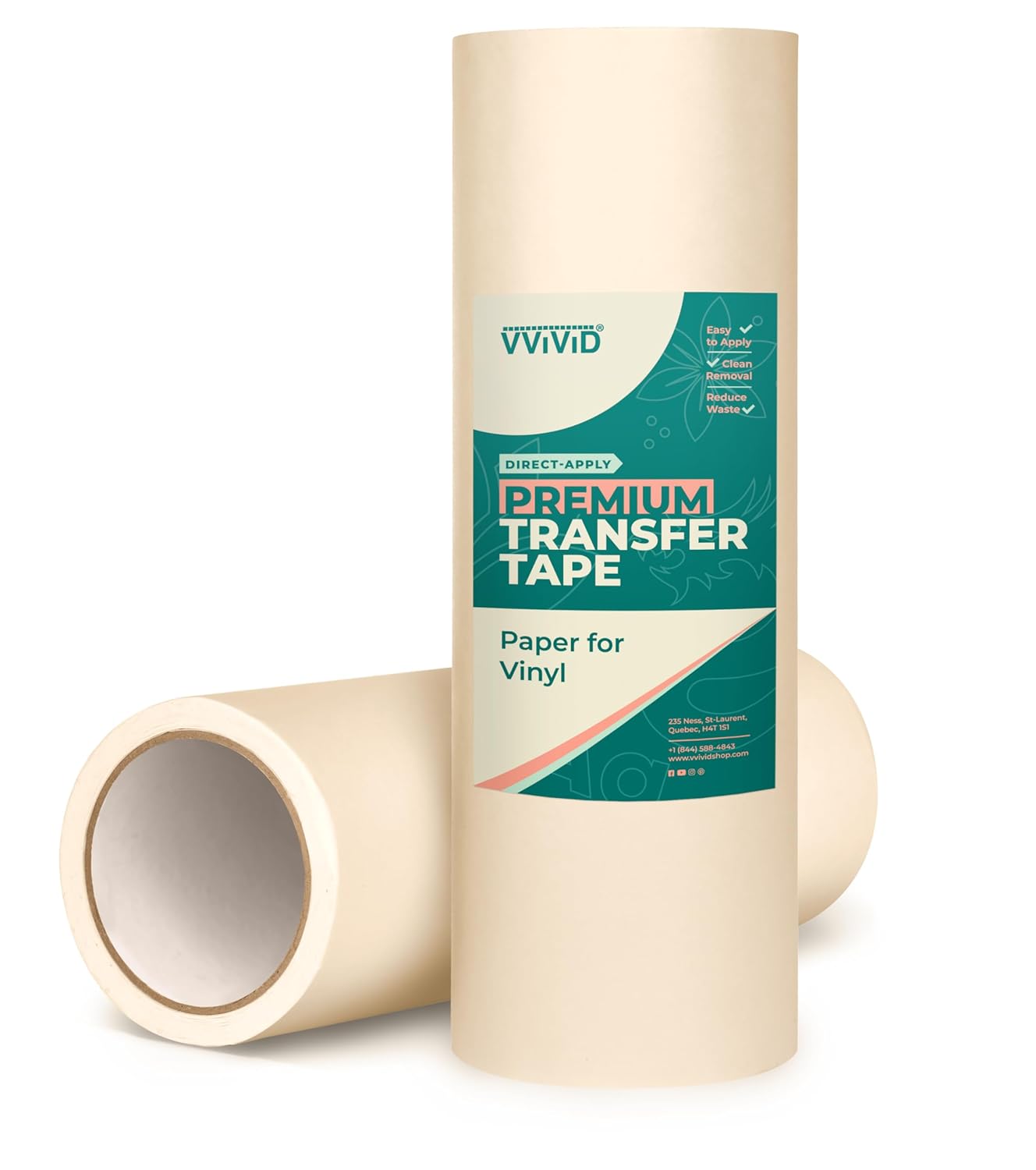 VViViD Premium Direct-Apply Medium Tack Transfer Tape for Crafting Vinyl, 12” x 300’ Easy-Apply Paper for Cricut, Sillhouette, Decals and Lettering