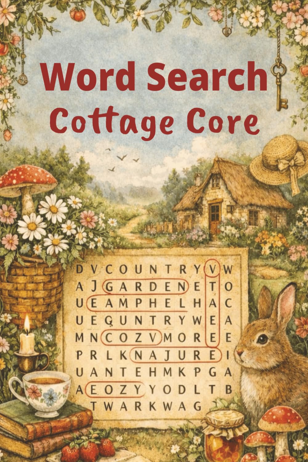 Word Search Cottage Core Puzzle Book: Cozy Cottage word search with 55 puzzles and solutions | Relaxing puzzles | 55 Puzzles 110 pages 6 x 9 inch book