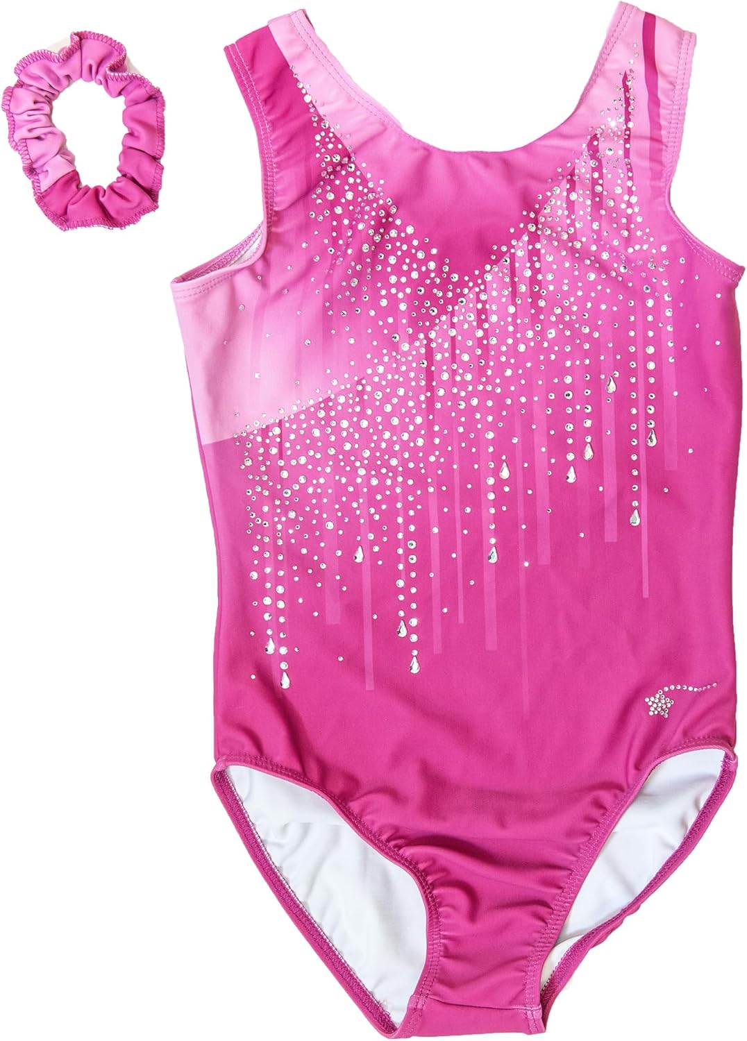 Destira Decadence Gymnastics Leotard For Girls, Raspberry Pink Tank With Dazzling Crystals - GIRLS/CHILD Sizes