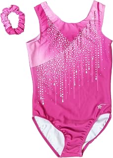 Destira Decadence Gymnastics Leotard for Girls, Pink With Dazzling Crystals