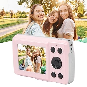 Digital Camera, 1080P Camera for Kids, 16MP Digital Point and Shoot Camera, 16X Zoom, Anti Shake, Compact Small Travel Camera for Girls Boys Student Teens (Pink)