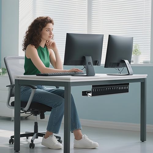 Miniatura 4 de Bandeja de organización de cables 2 en 1 debajo del escritorio, bandeja de cables de metal debajo de la mesa, organización de cables con 2 formas de