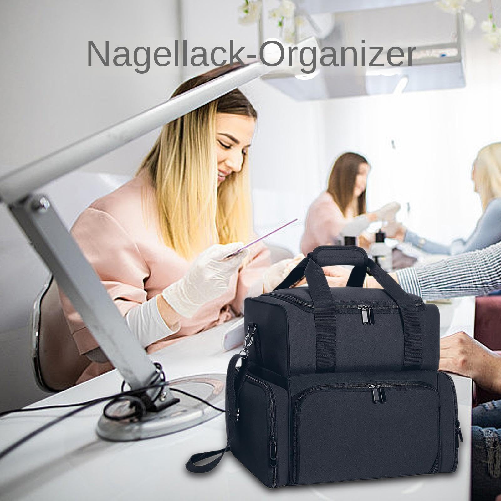 Reise-Nagellack-Tragetasche – für 70 | Flaschen-Kunst-Kit-Halter | Aufbewahrung mit Schultergurt, professionell, hochfest, robust, langlebig, Getriebeelement, Abschnitt, Unterteilung, Stück, b