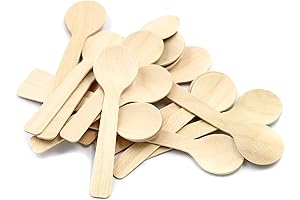 Pack of 100, 3.9 Inches Mini Kitchen Disposable Wooden Ice Cream Spoons