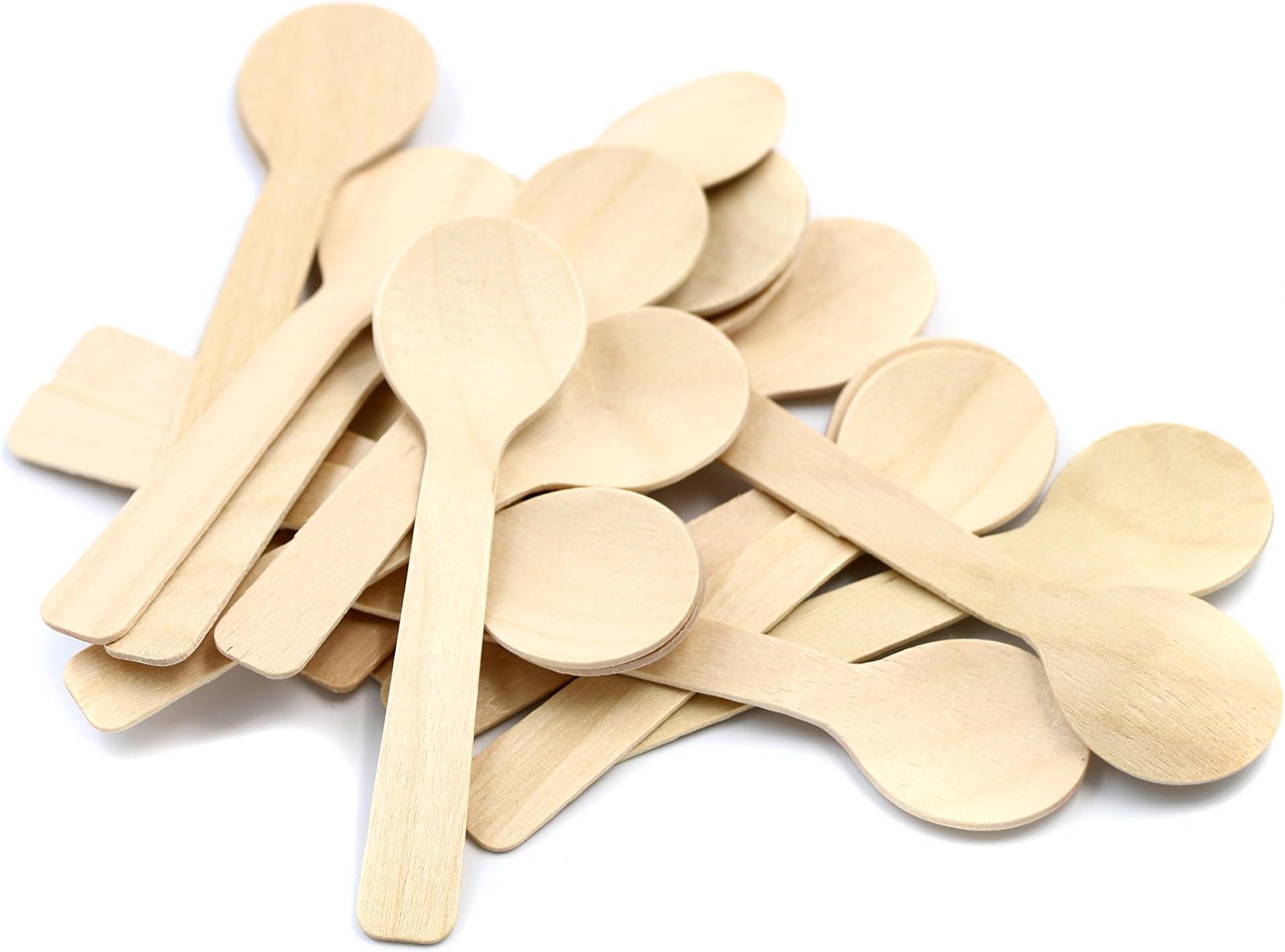 3.9 Inches Mini Kitchen Wooden Ice Cream Dessert Spoons Disposable Wood Cutlery Tableware,Pack of 100