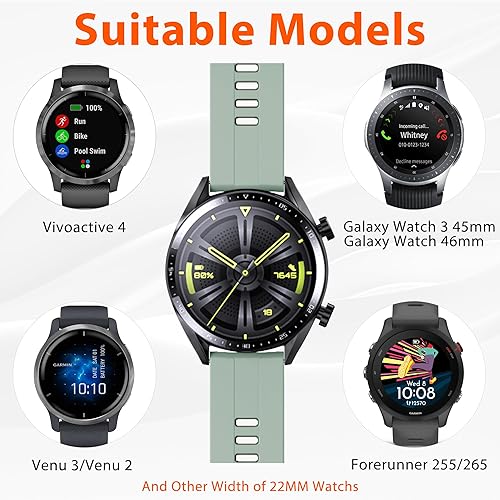 Miniatura 2 de ANCOOL Garmin Venu 2 - Correa de reloj de silicona de 0.866 pulgadas de repuesto para Galaxy Watch 3 (1.772 pulgadas)Galaxy Watch 1.812 pulgadas,