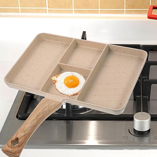 Miniatura 6 de CALLARON Breakfast Frying Pan Nonstick Egg Frying Pan 4 Section Square Grill Pan Divided Skillet Omelette Pan Pancake Pan for Egg Bacon and Burgers