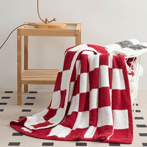 Miniatura 5 de Cyusri Manta a cuadros  Manta suave y acogedora transpirable para todas las estaciones, decoración del hogar para sofá y cama, tamaño de manta de 51