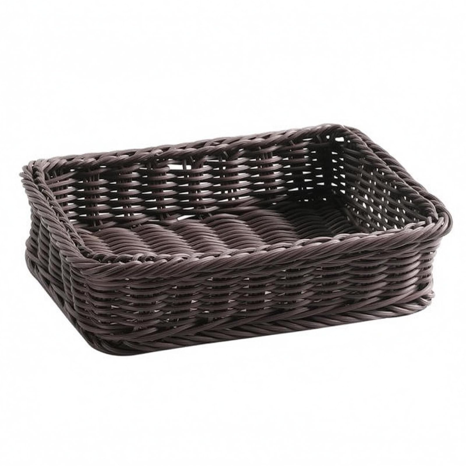 Panier style rotin Gralara corbeille rectangulaire tressée foncé 45x35x8cm