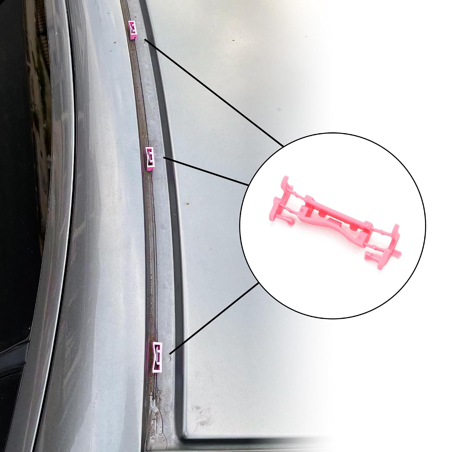 Set of 10 Drip Retainer Clips 7403A143 - Car Roof Fastener Molding Clips - for Mitsubishi Outlander 2013-2023 for Mitsubishi Lancer 2008-2017 Plastic Pink