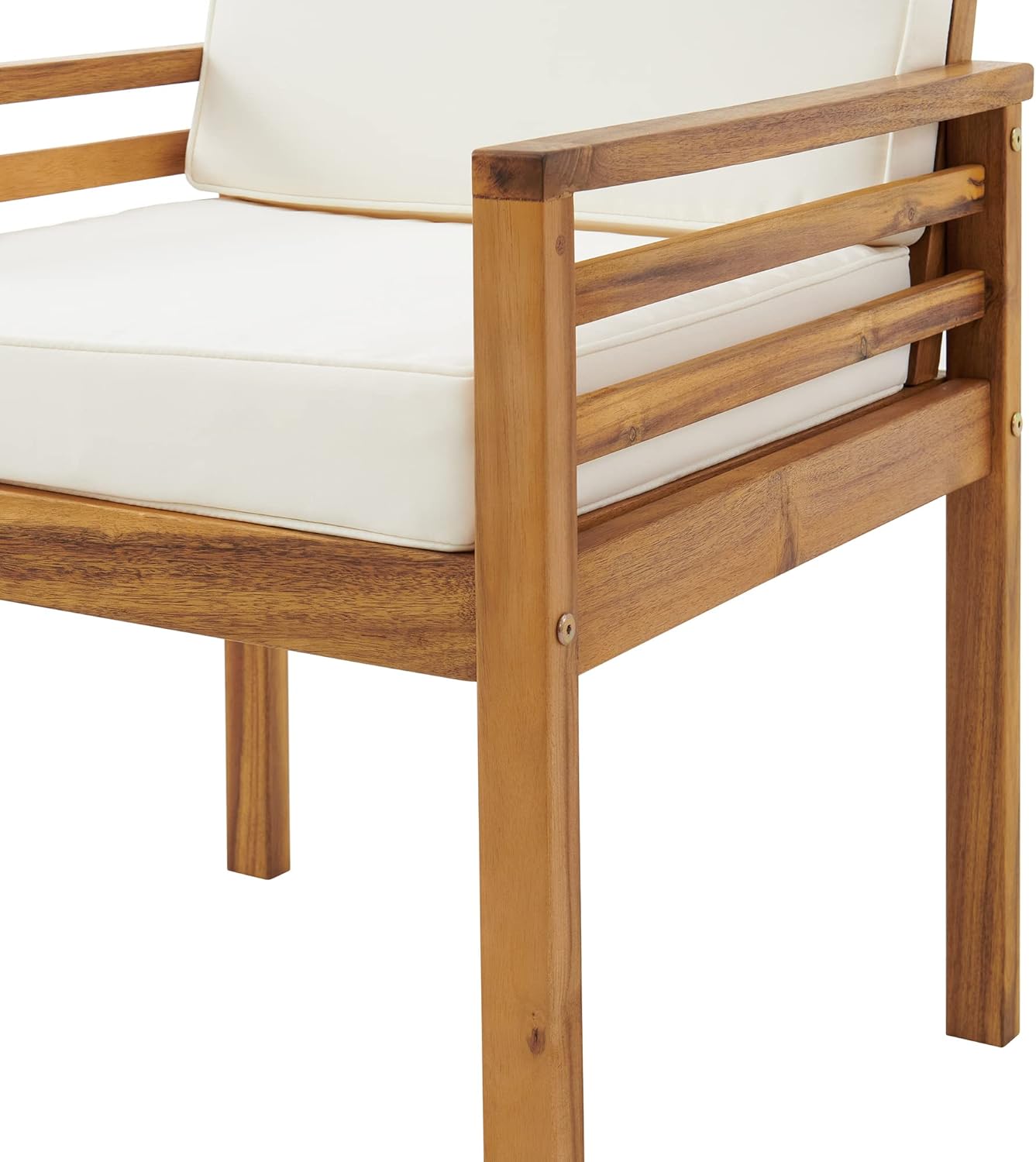 Natural Acacia Outdoor Dining Chair with Cream Cushions