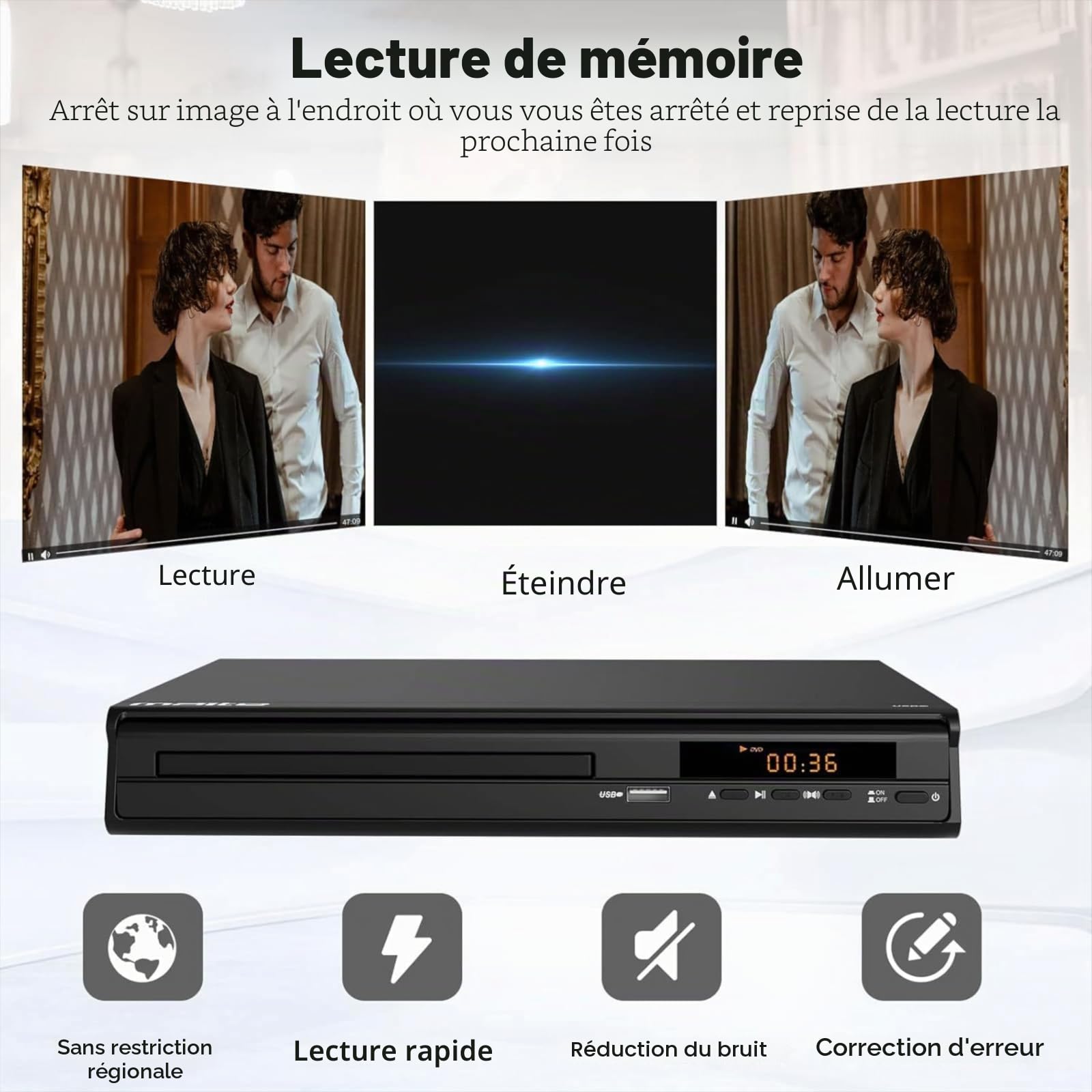 Lecteur DVD 1080P, All Région Lecteur DVD pour TV avec Connexion HDMI/AV | Entrée Microphone pour Karaoké à Domicile, Système NTSC/PAL, Câble HDMI et RCA Inclus, Télécommande
