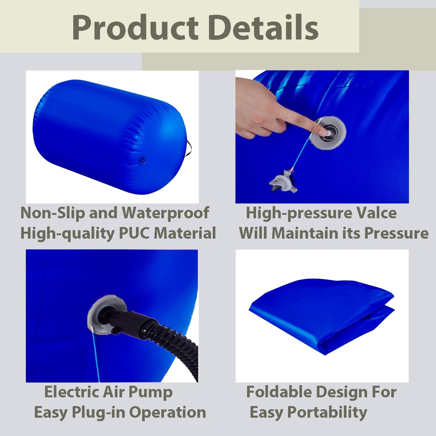 60/75/90 cm Air Matte Rolle Aufblasbare Gymnastik Fass Track Roll-Pad, Air Roller Gymnastik Rolle Turnen mit Elektrischer Luftpumpe, Campus Yoga Cheerleading Fitness Training