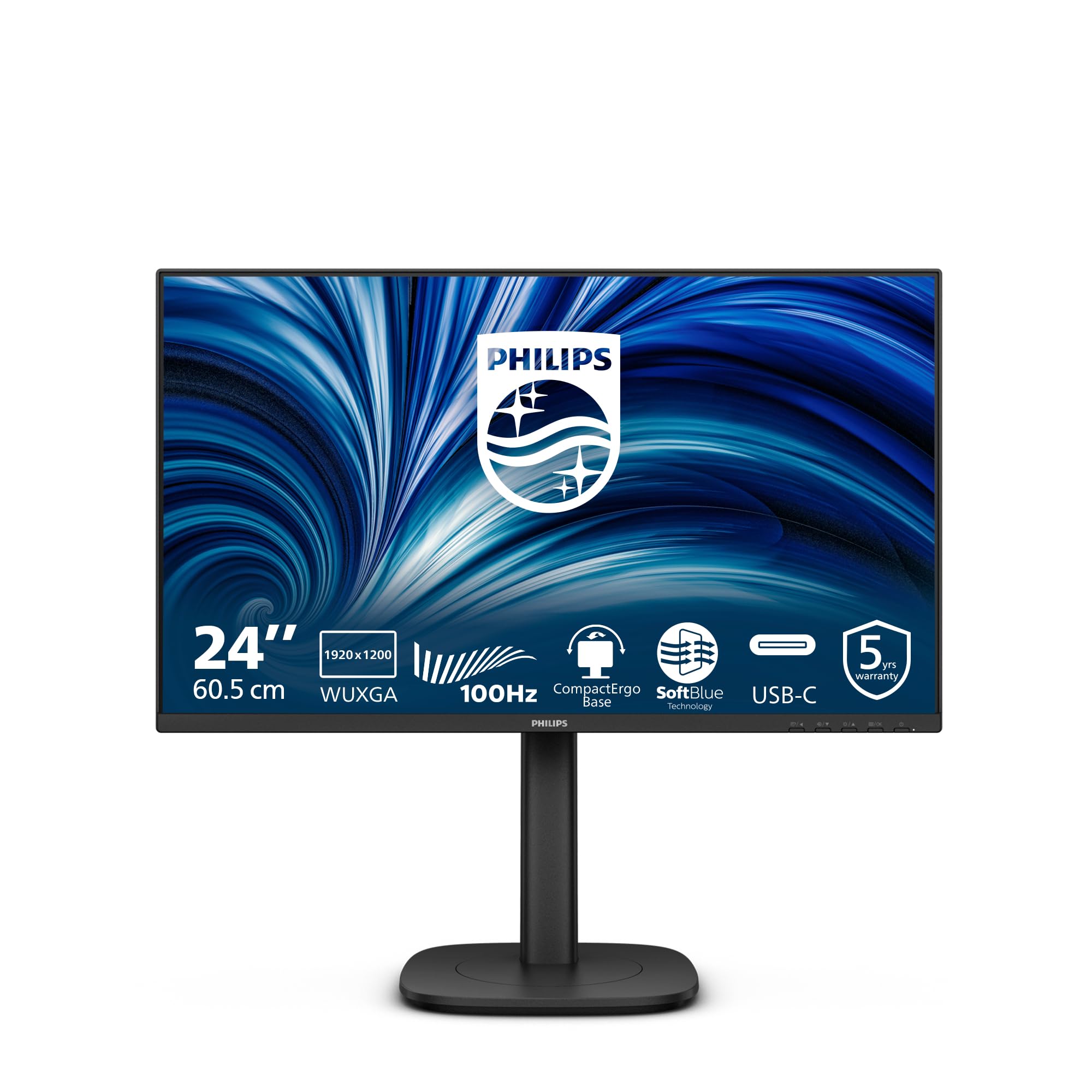 Philips Monitor 24B2N3200D 24 pollici 1920x1200, WUXGA, 100Hz, IPS Panel, 4ms GtG, USB Hub Speakers, Height Adjustment, (HDMI1x 1.4 DP 1x 1.2) Nero