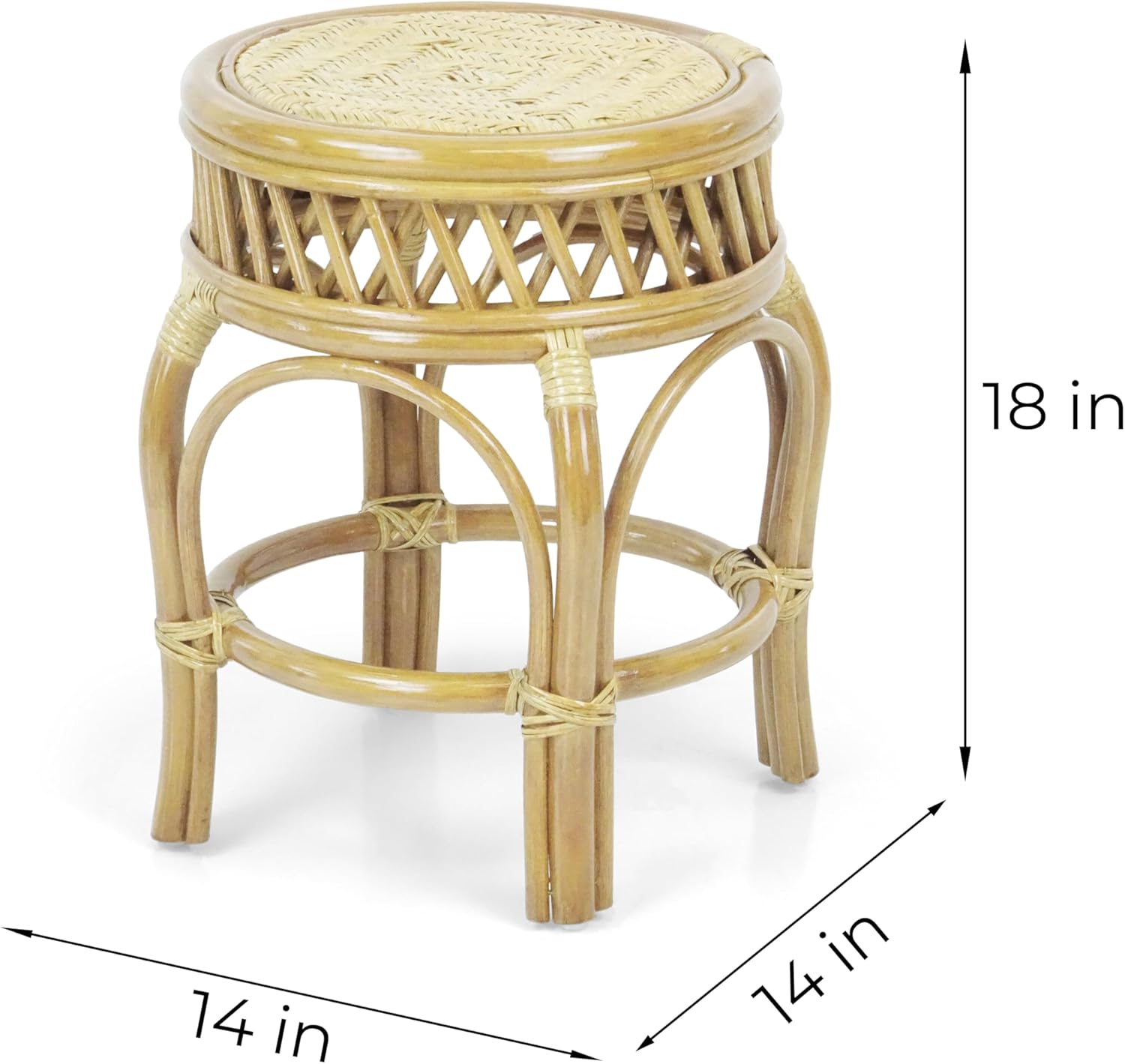 Ginger Handmade Rattan Wicker Stool Fully Assembled Natural