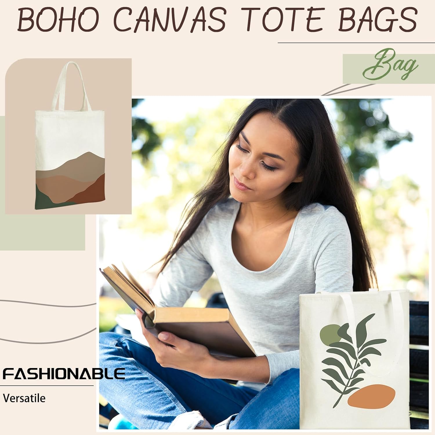 8 Pcs Christian Floral Boho Tote Bags Bulk for Women Bible Canvas Totes Reusable Religious Bible Verse Grocery Bags - Image 5