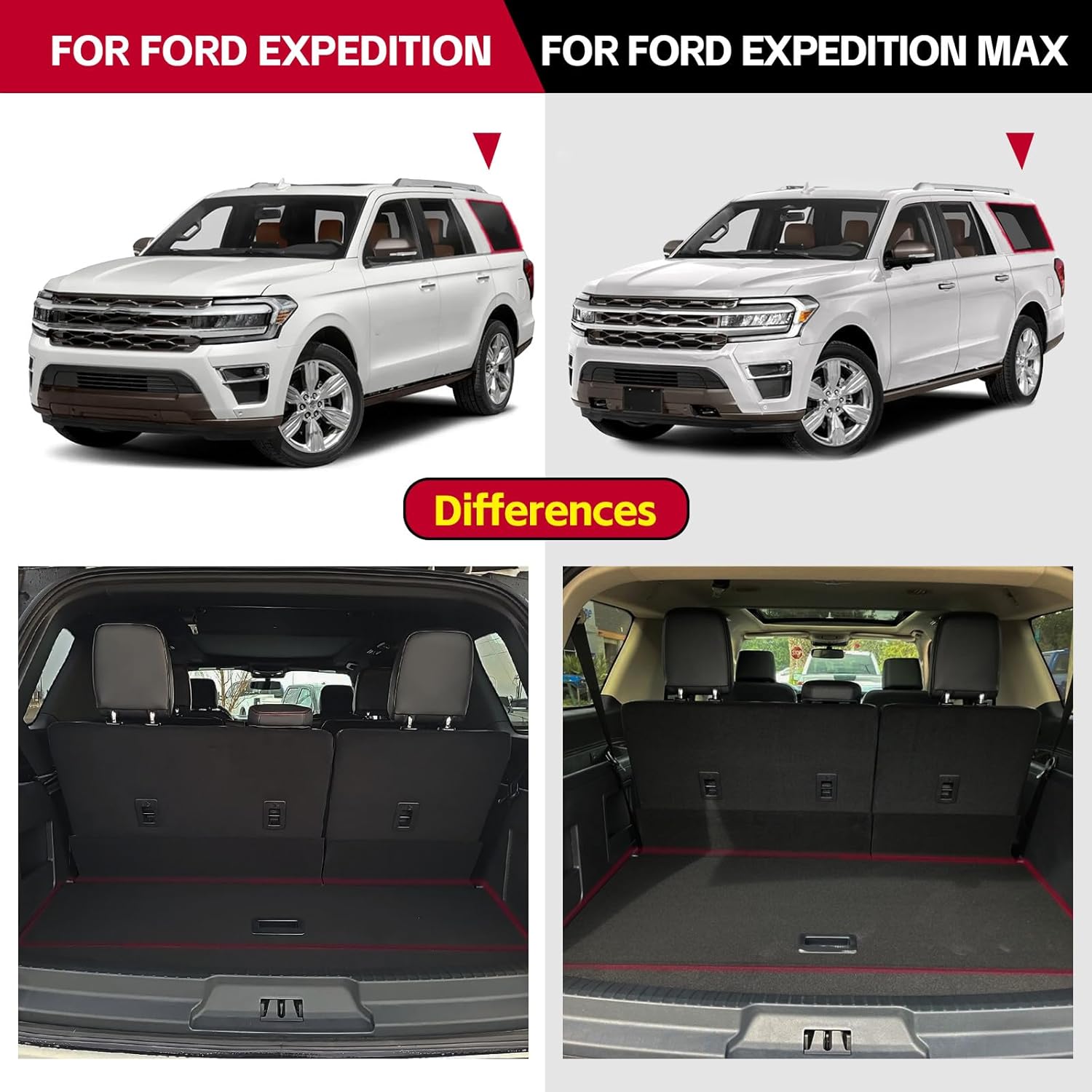 Naibeve Floor Mats for 2018-2024 Ford Expedition Max 8 Seats with 2nd Row Bench Seat-All Weather for Ford Expedition Max Floor Mats Liners 3 Row & Cargo Liner Behind 3rd Row Accessories (Only MAX)