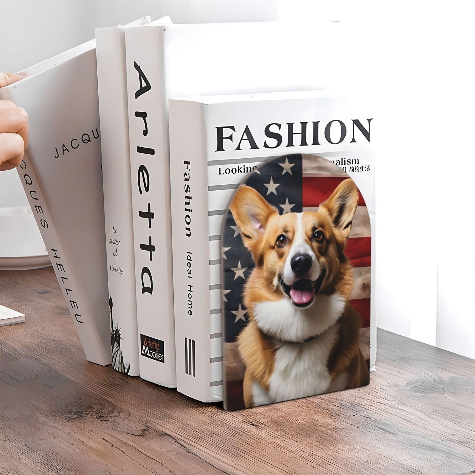 Amazon.com: UOYO American Flag Corgi Bookends 1 Pair USA Flag Dog